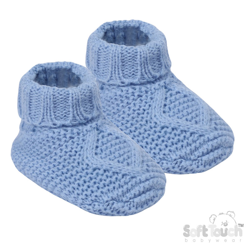 Baby Blue 'Chain' Knit Bootees : ABO14-BB