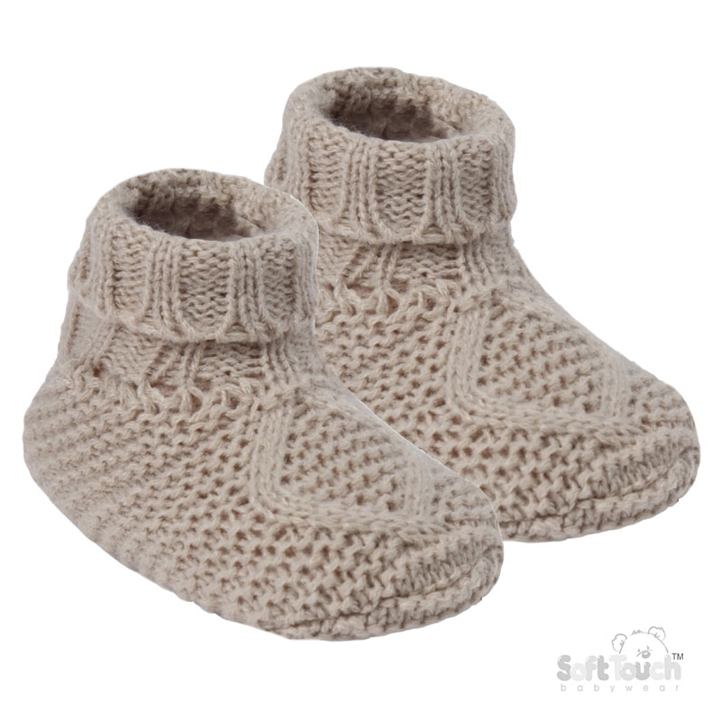 Biscuit 'Chain' Knit Bootees : ABO14-BI