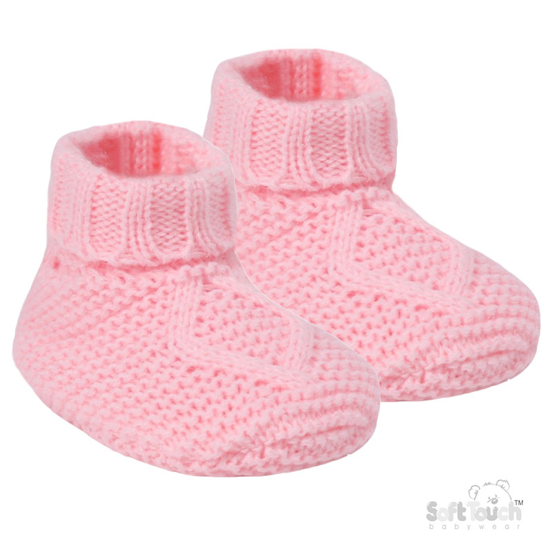Baby Pink 'Chain' Knit Bootees : ABO14-BP