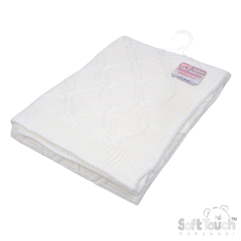 White  'Chain' Knit Wrap : ABP14-W