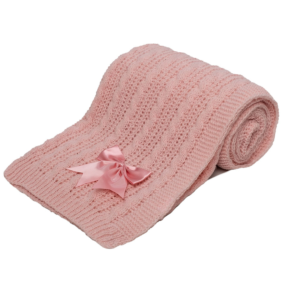 Deluxe Dusty Pink Cable Knit Wrap w/Bow : ABP16-DP