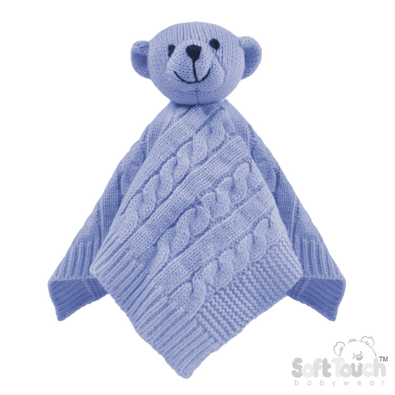 Blue 'Elegance' Cable Knit Teddy Bear Comforter : ACO12-B