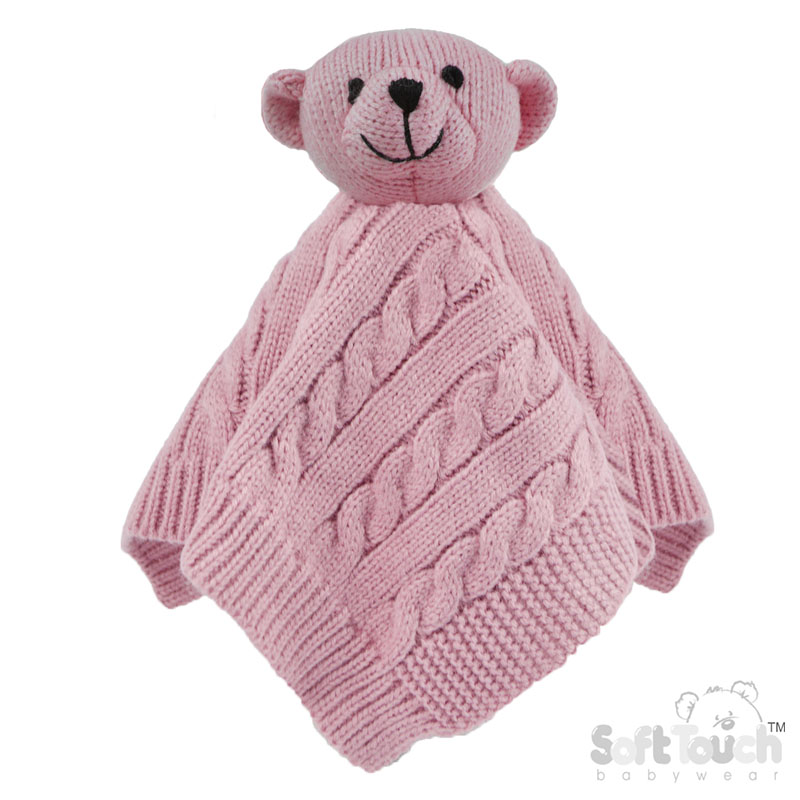 Dusty Pink 'Elegance' Cable Knit Teddy Bear Comforter : ACO12-DP