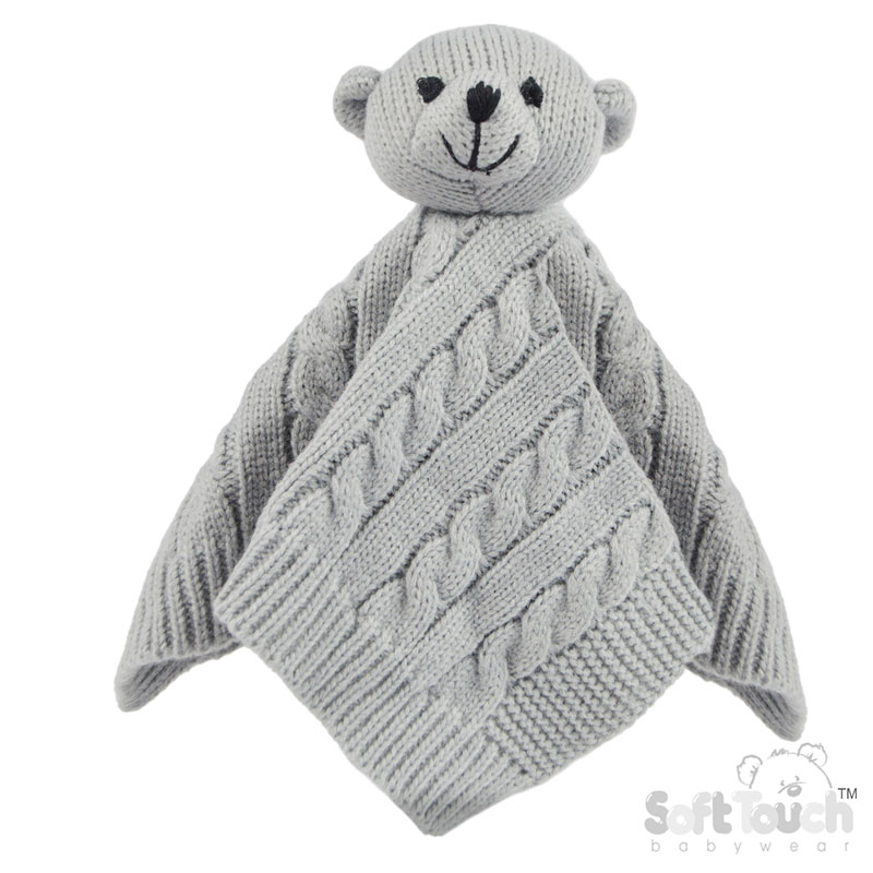 Grey 'Elegance' Cable Knit Teddy Bear Comforter : ACO12-G