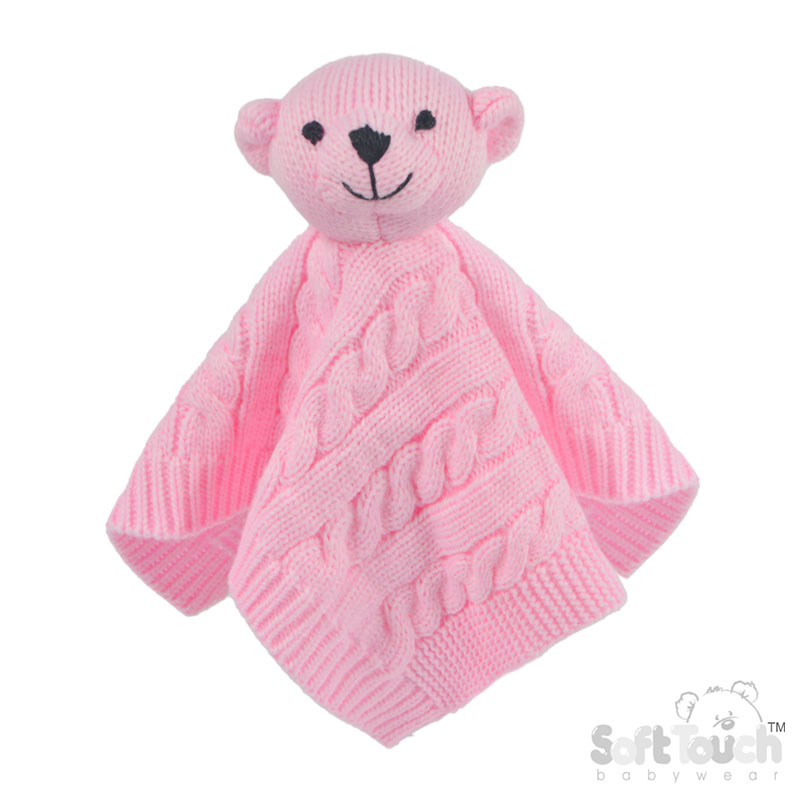 Pink 'Elegance' Cable Knit Teddy Bear Comforter : ACO12-P