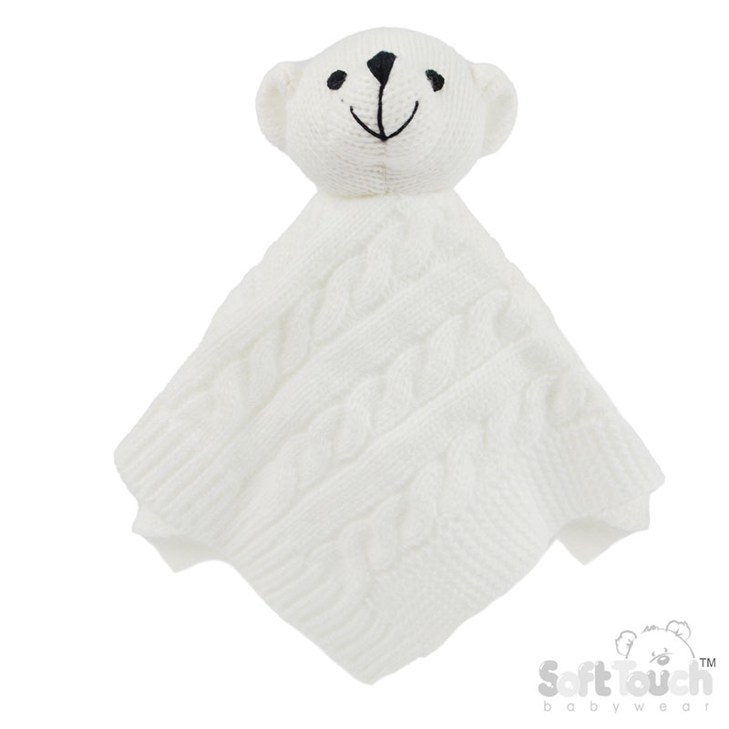 White 'Elegance' Cable Knit Teddy Bear Comforter : ACO12-W