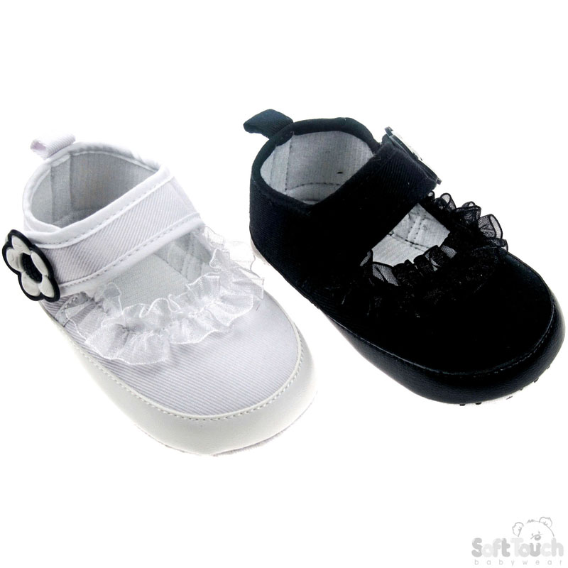 Girls Cotton Shoes W/Lace and Flower B1127 (6prs)