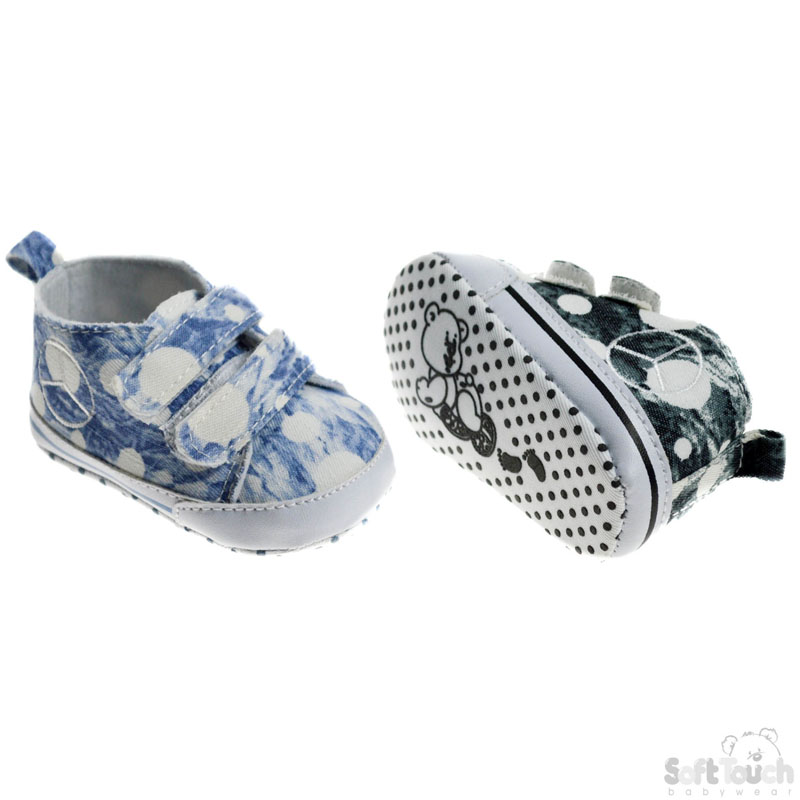 Spot/Denim Shoes W/Peace Logo  B1163