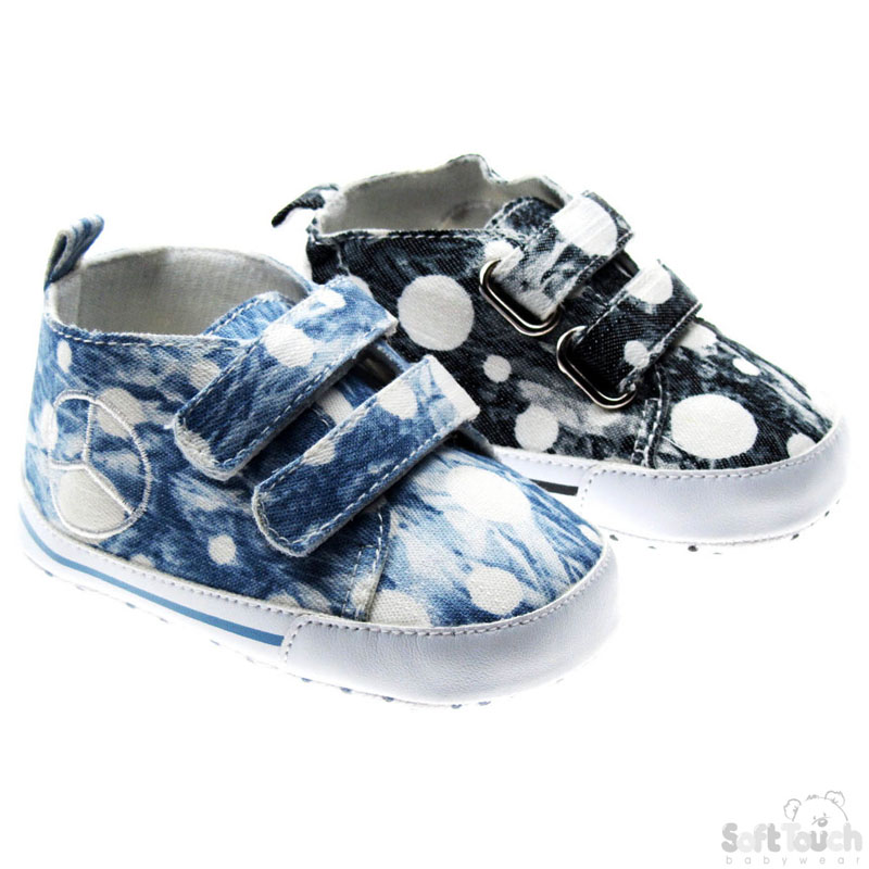 Spot/Denim Shoes W/Peace Logo  B1163