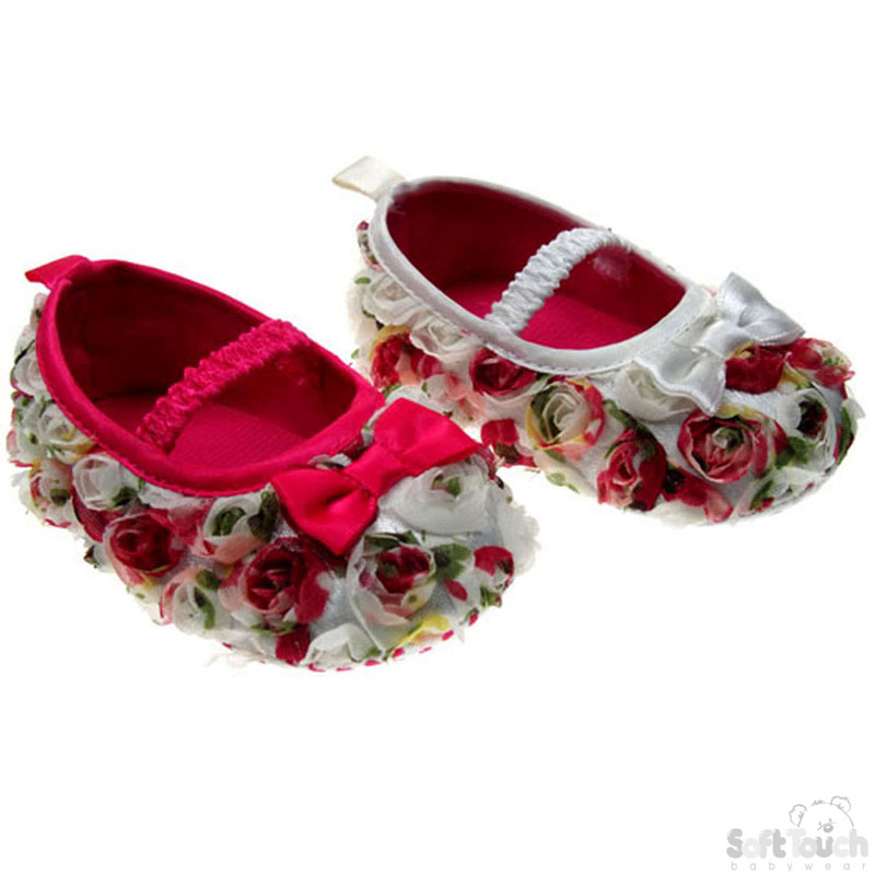 Printed Rose Shoes W/Elastic Strap B1215