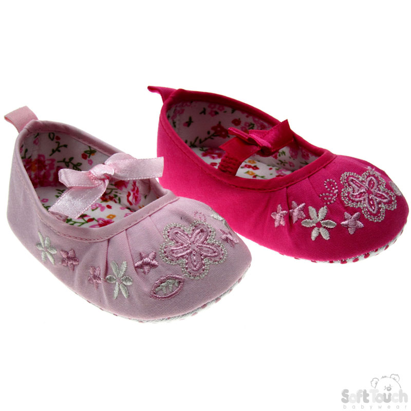 Cotton Shoes W/Flowers & Ties No.B1239