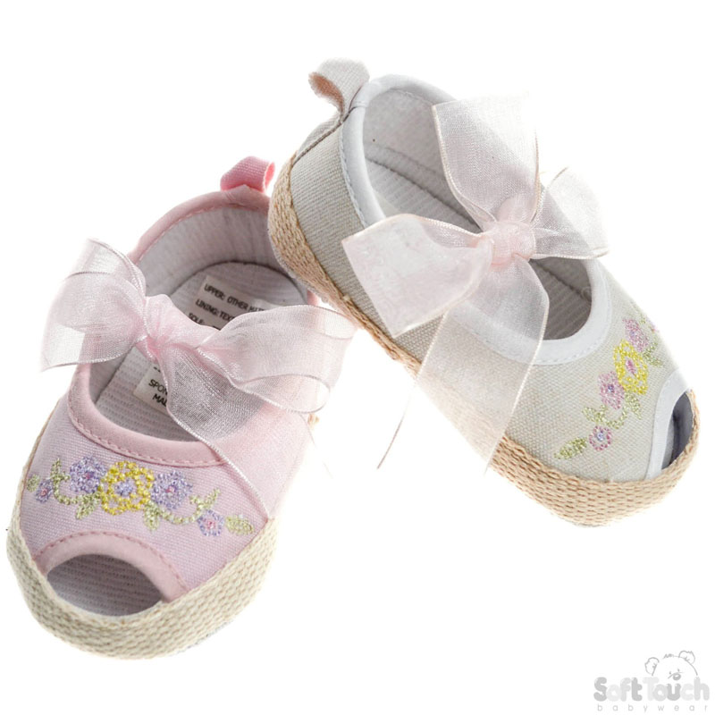Girls Cotton Shoes W/Organza Lace B1256