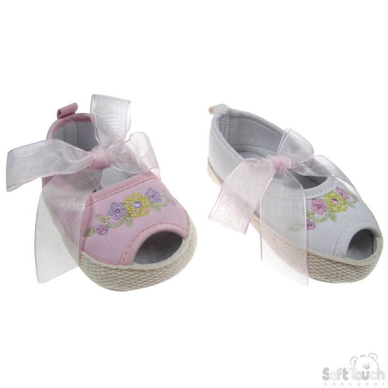 Girls Cotton Shoes W/Organza Lace B1256