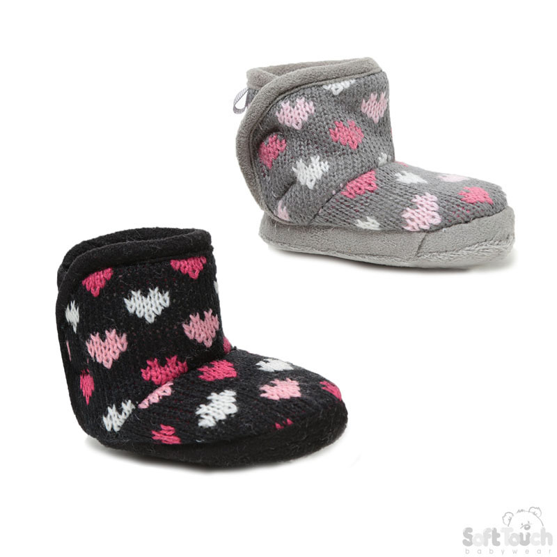 Knitted Boots W/Heart Print No.B1273