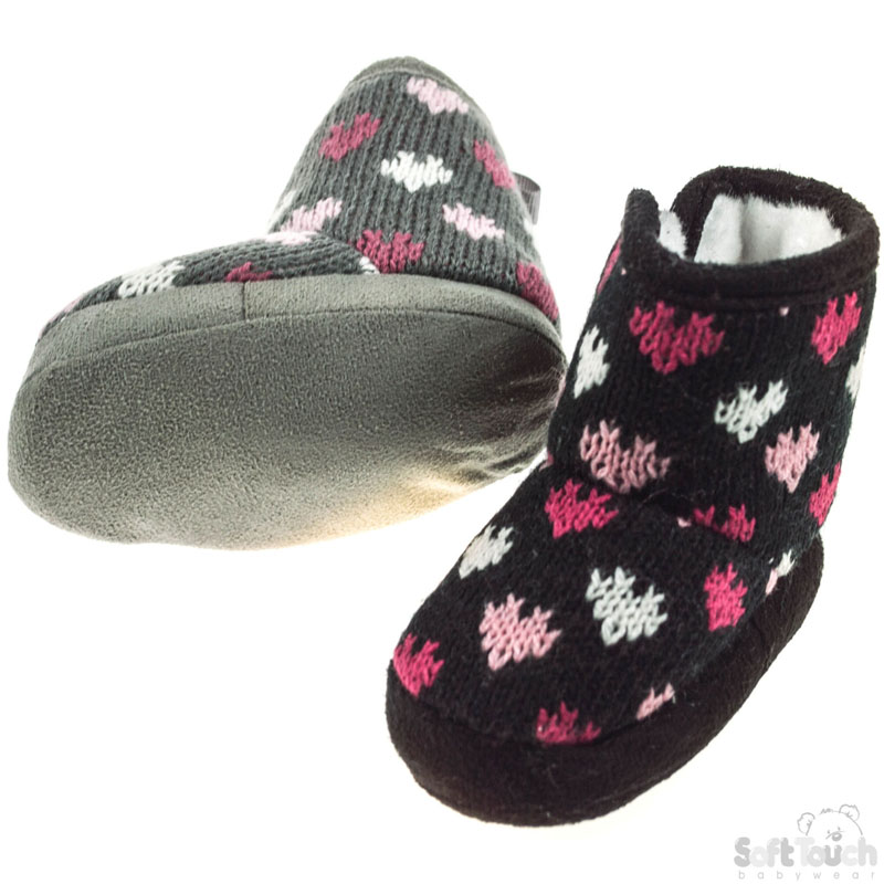 Knitted Boots W/Heart Print No.B1273