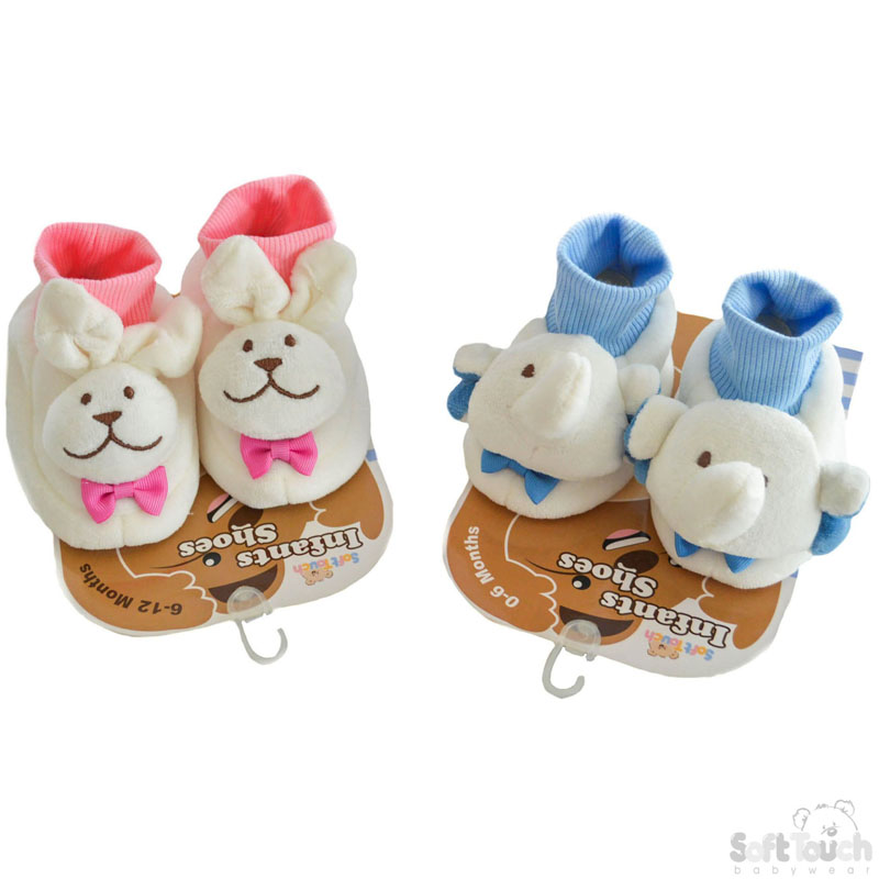 Velvet Fleece Animal Face Bootees: B1287