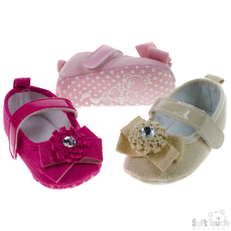 Girls Suede Shoes W/Flower & Diamonte B1327