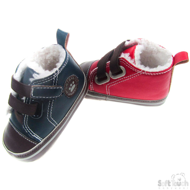 Boys PU Trainers W/Fur B1329