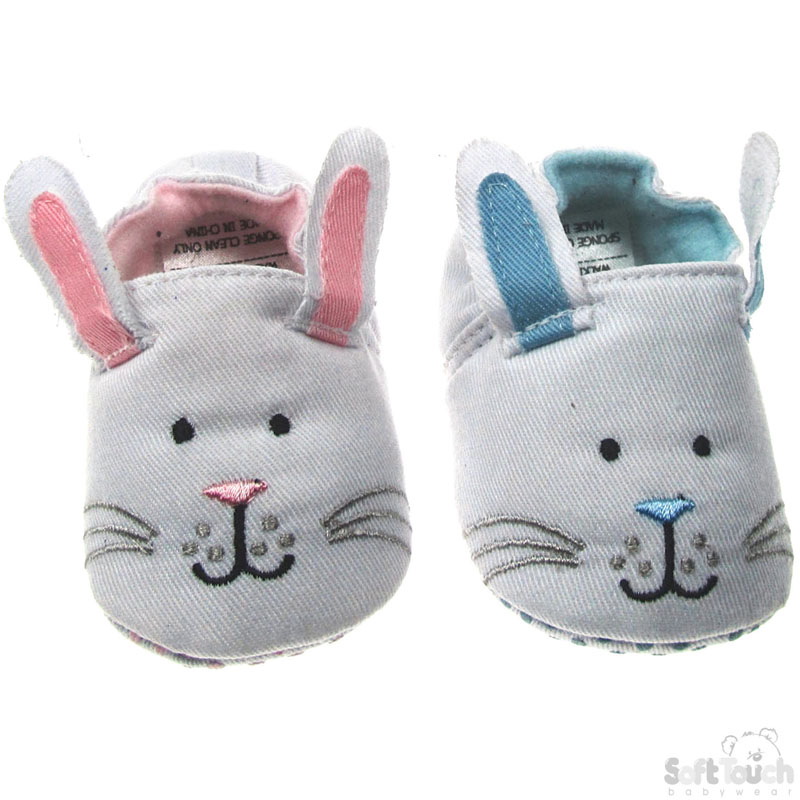 Terry Cotton Shoes w/Rabbit Face Emb: B1334