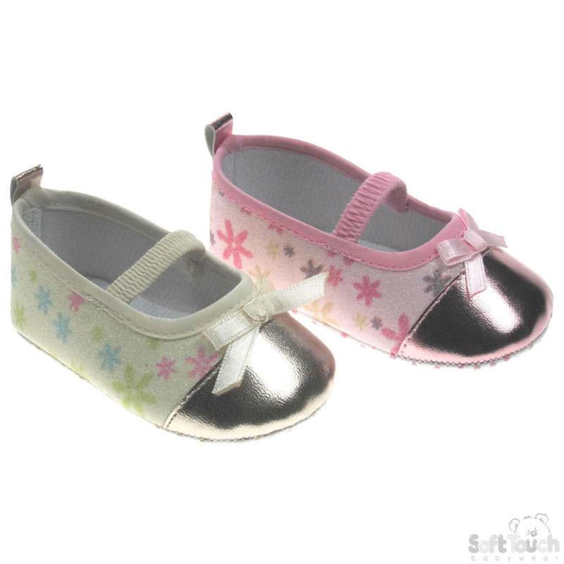 Shiny Flower Shoes W/Bow No.B1337