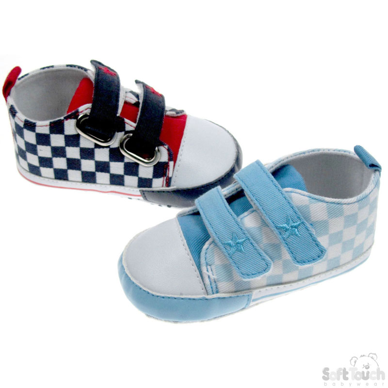 Cotton Twill Checks Shoes W/Star Emb No.B1357