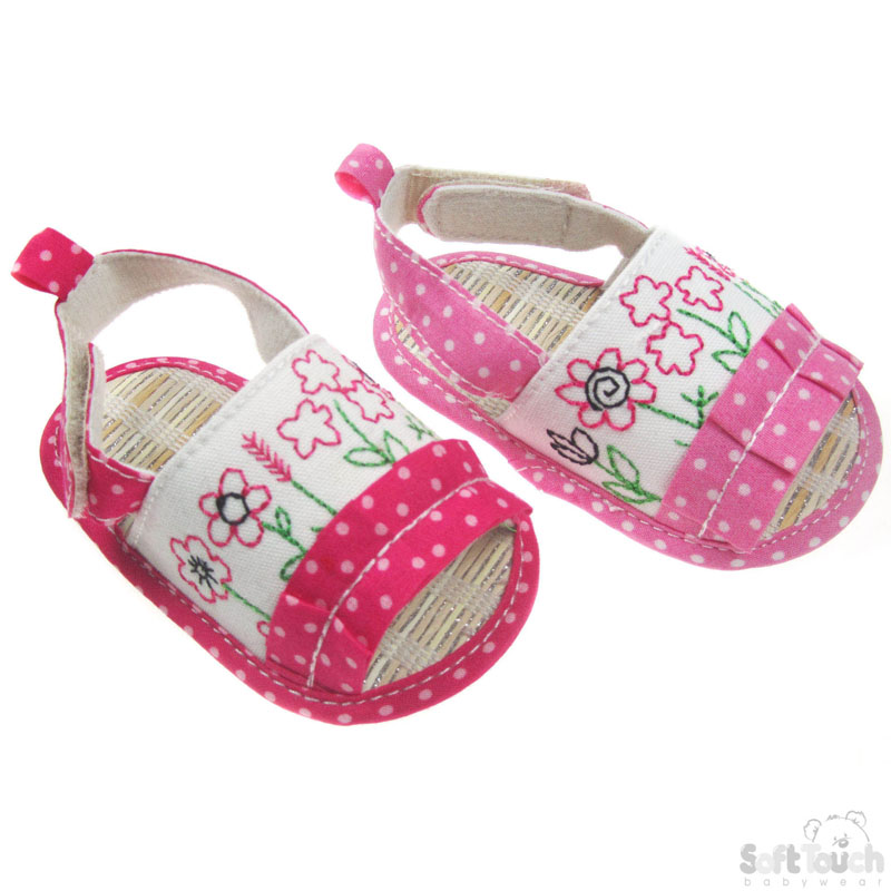 Polka Dot & Flower Emb SandalsNo.B1365