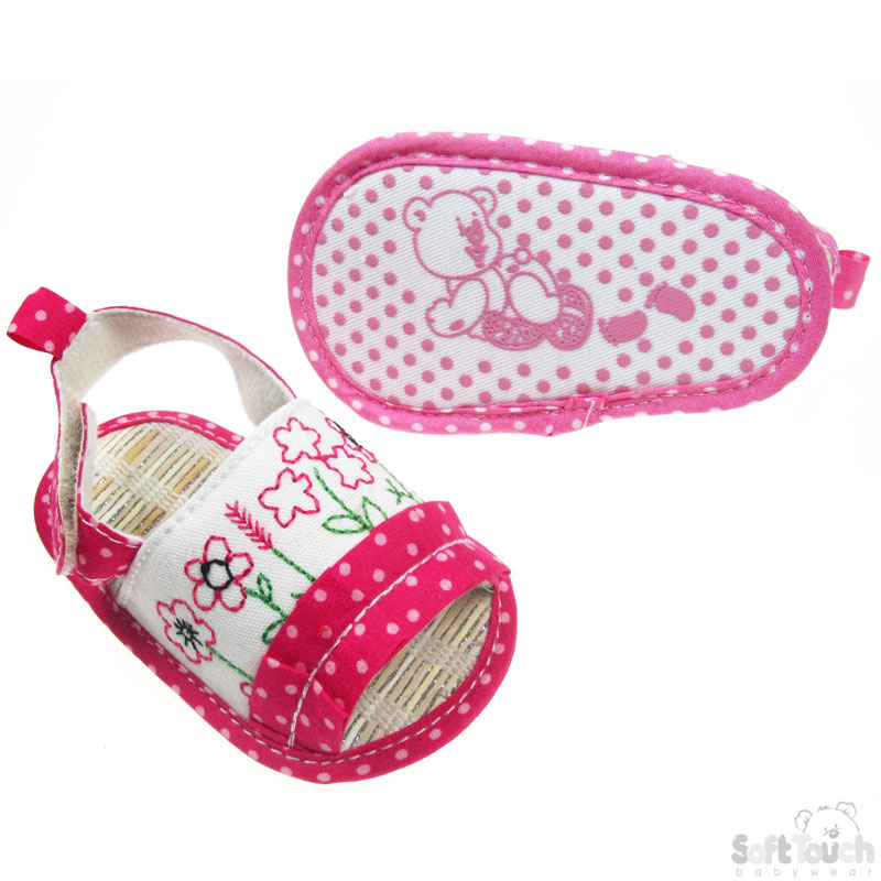 Polka Dot & Flower Emb SandalsNo.B1365