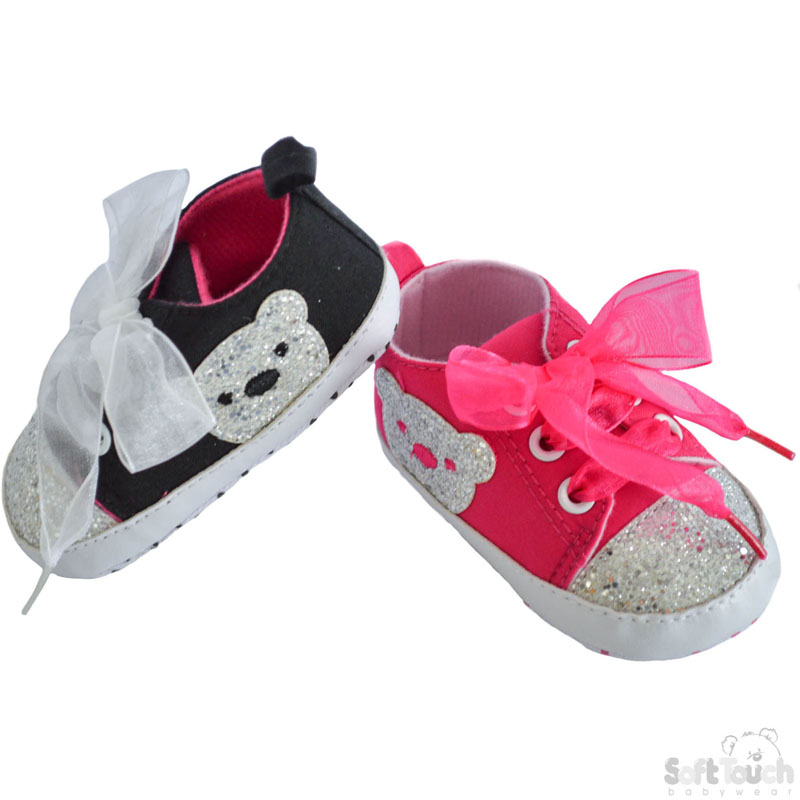 Trainers W/Organza Lace & Bear-Dark No. B1374