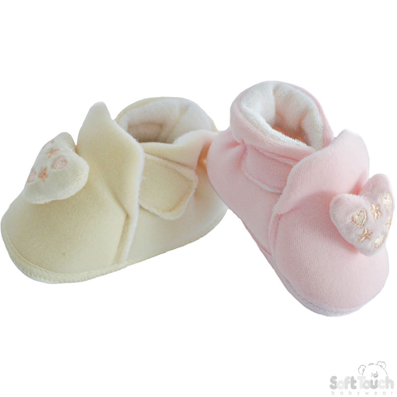 Velour Shoes W/Heart Emb No.B1562
