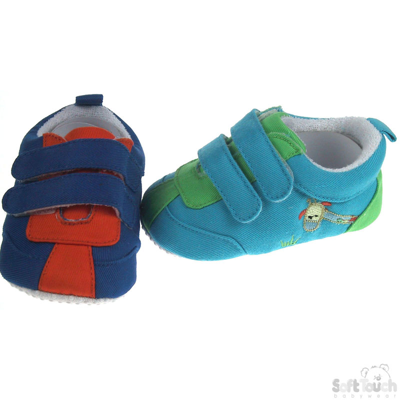 Cotton Twill/PU Shoes W/Velcro Fastner B1572