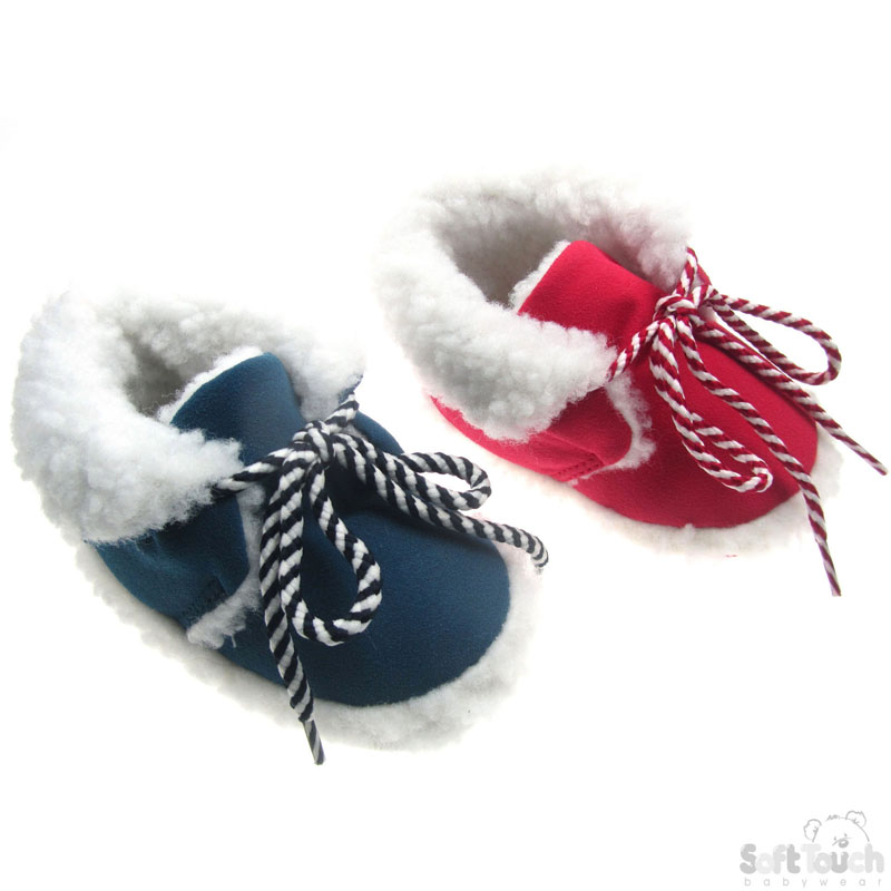 PU/Suede Shoes W/Fur  & Striped Laces No. B1576