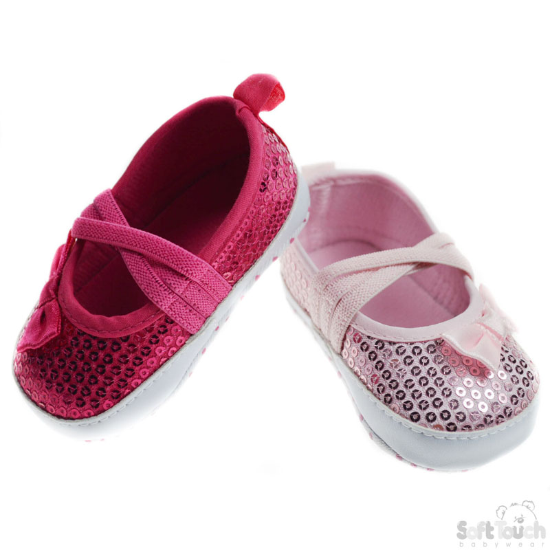 Sequin Shoes W/Bow & Straps B2014