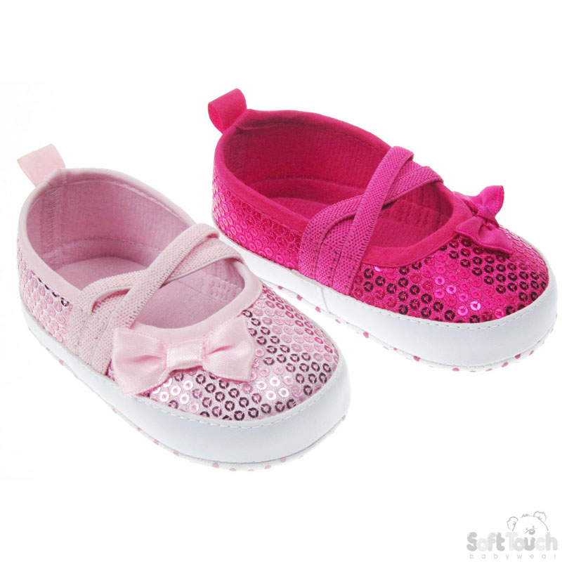 Sequin Shoes W/Bow & Straps B2014