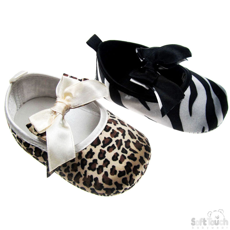 Animal Print Shoes W/Satin Bow No. B2058