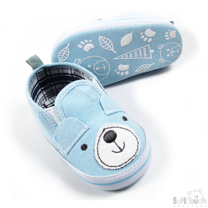 Cotton Slip On Shoes W/Bear Emb No. B2068
