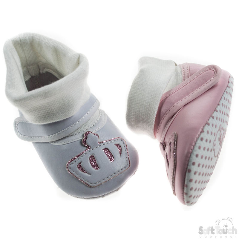 Girls PU Shoes W/Socks & Crown No. B2078
