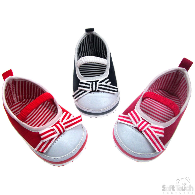 Slip On Shoes W/Strap & Stripy Bow No. B2106