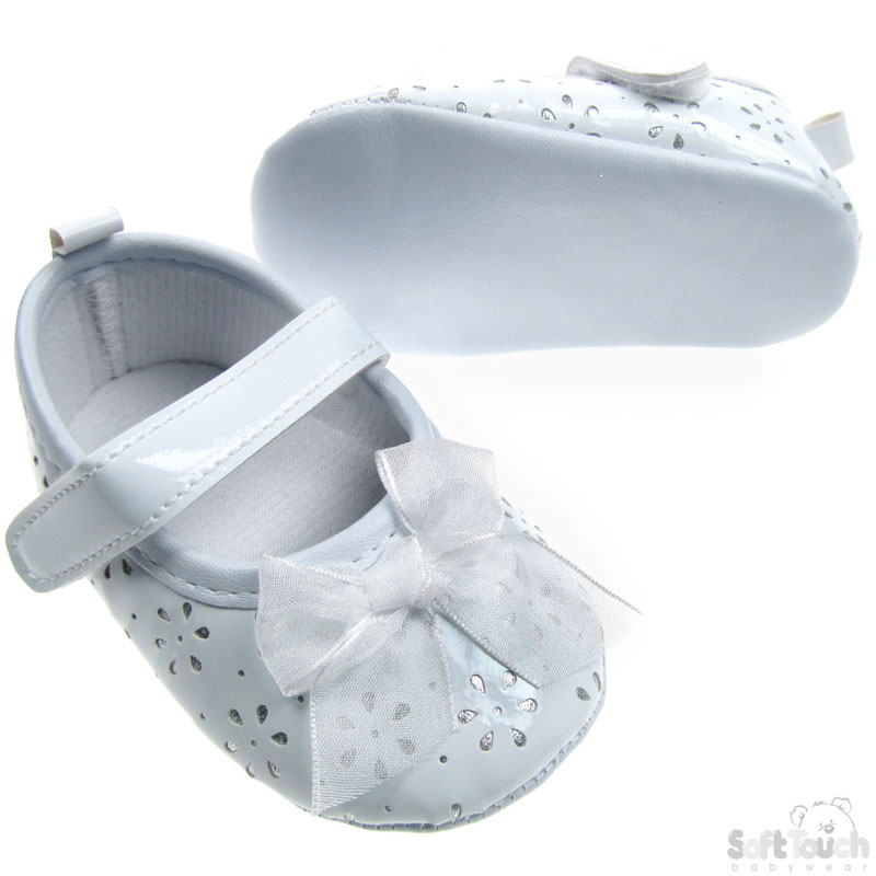 PU Shoes w/Floral Pattern & Velcro Fastener