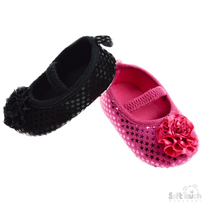 Shiny Star Print Shoes W/FLower No. B2114