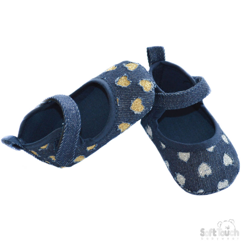 Denim Shoes W/Cutout Hearts No. B2122