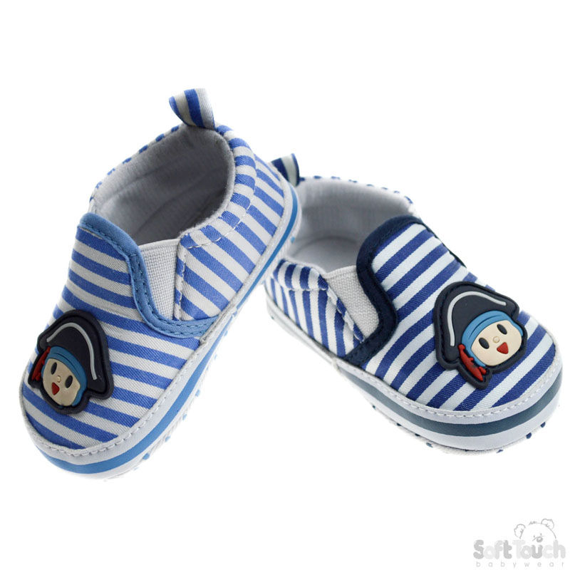 Stripy Shoes W/Pirate Applique No. B2134