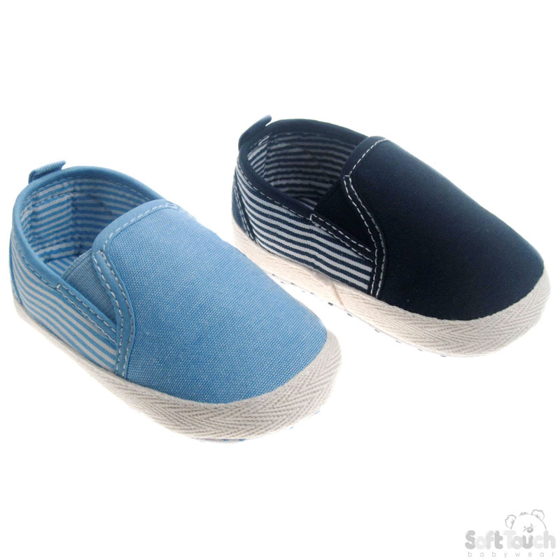 Plain/Striped Slip On Shoes W/Canvas No. B2162