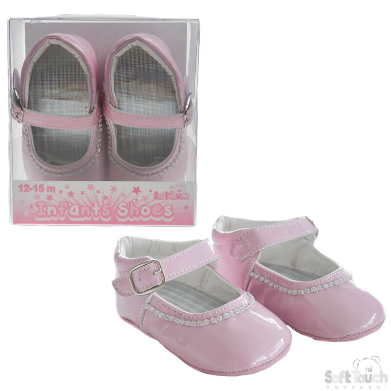Pink PU Shoes W/Velcro Strap No. B2178-P