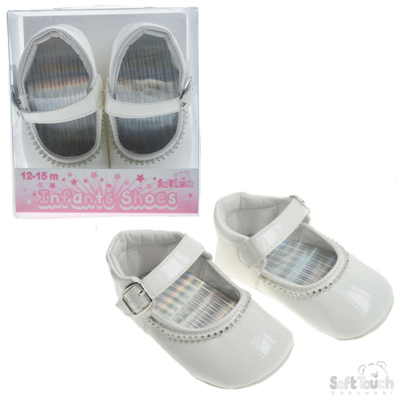 White PU Shoes W/Velcro Strap No. B2178-W