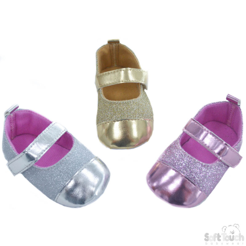 Glitter PU Shoes W/Velcro Strap No. B2184