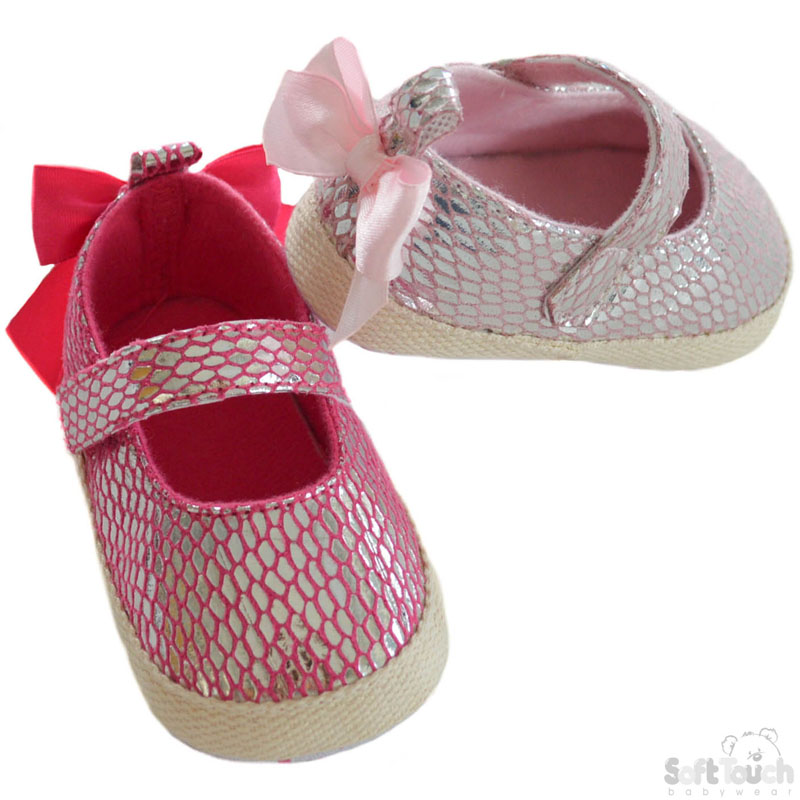 Mirror Shoes W/Canvas & Bow No. B2190