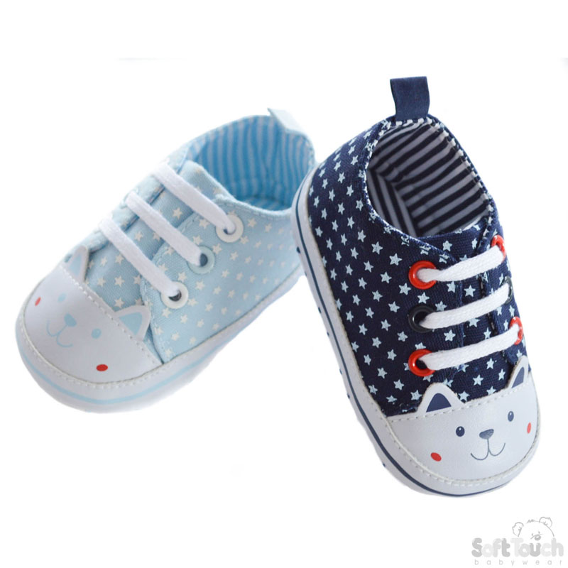 Boys Star Print Cotton Twill Shoes: B2192