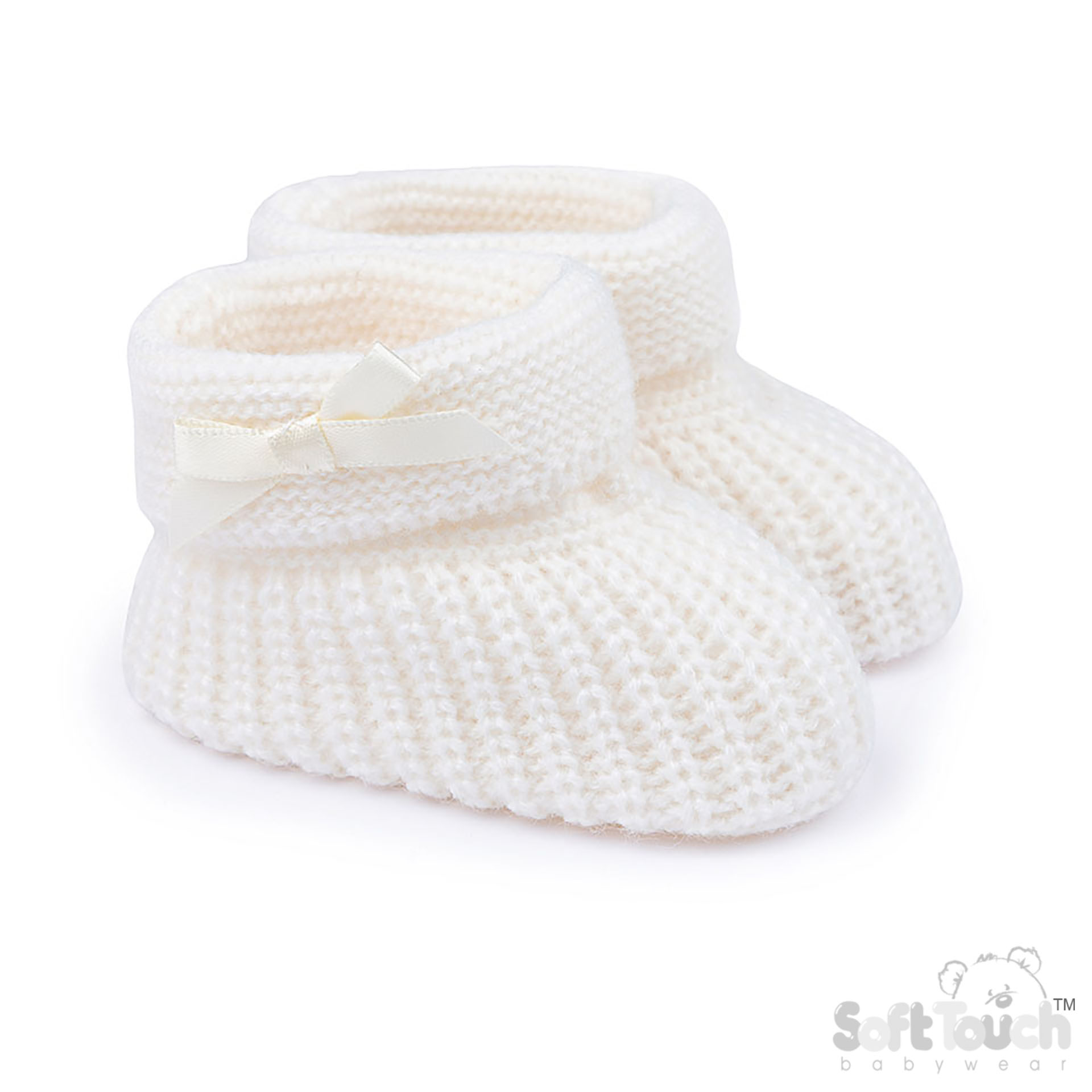 Cream Acrylic Bootees with Bow