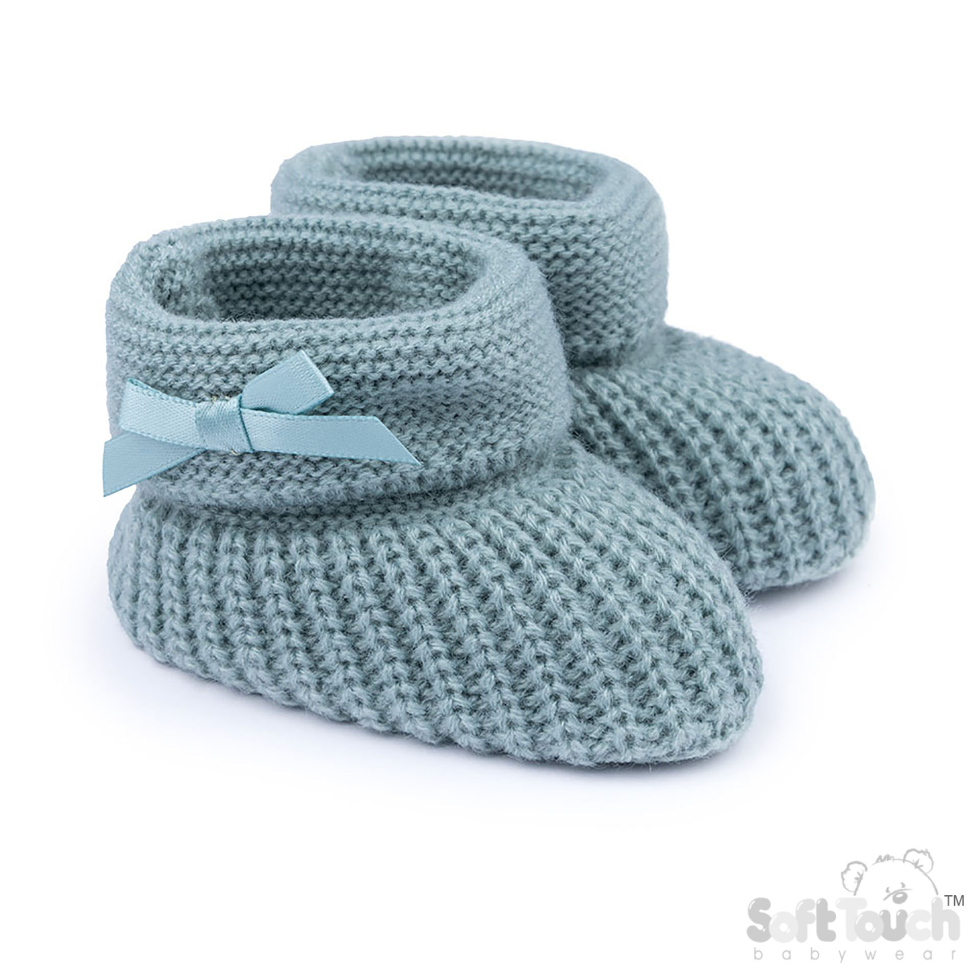Sage Green Acrylic Bootees with Bow