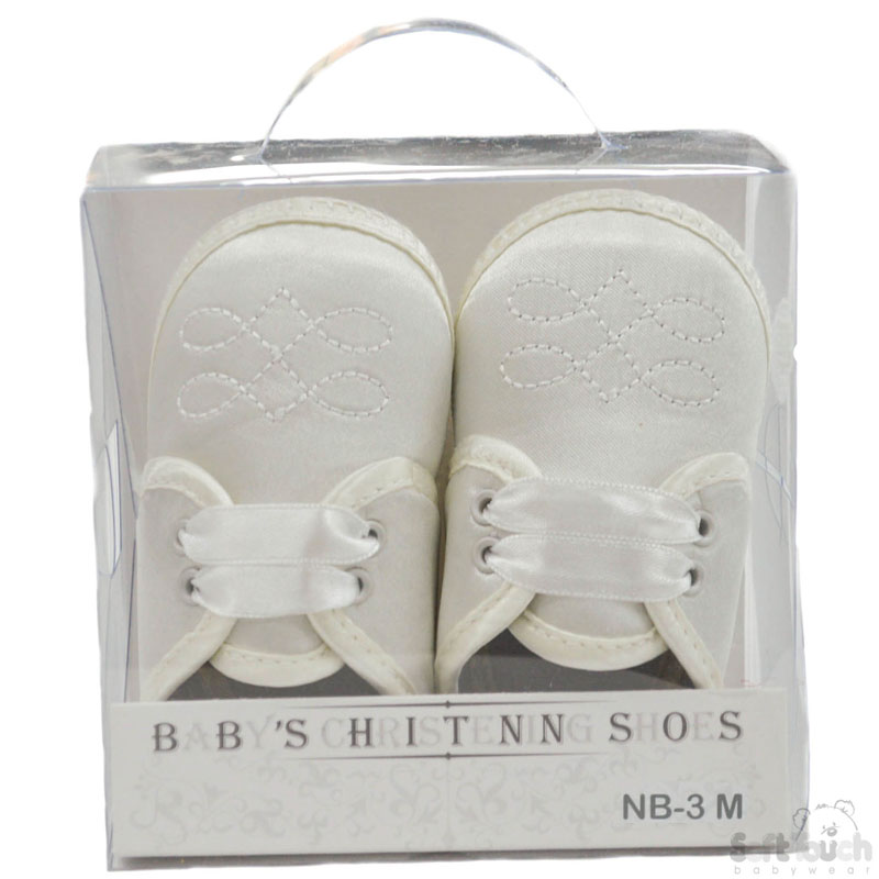 Cream Boys Satin Shoes No. B92-C NB/3m